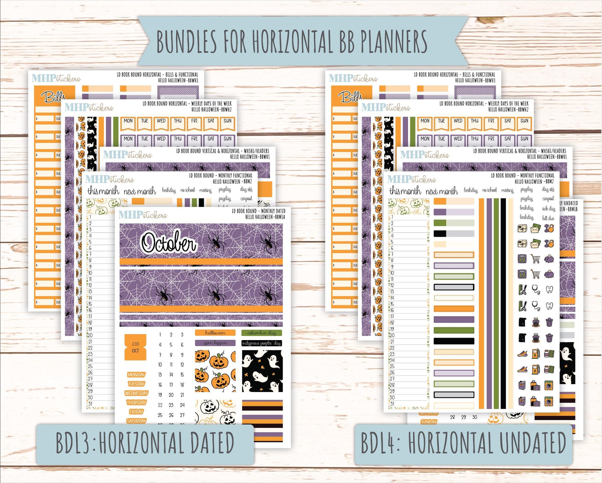 OCTOBER 2025 Stickers for The Mae & The Kristy Laurel Denise Planners ( Formerly Book Bound Planner) "Hello Halloween" || BB