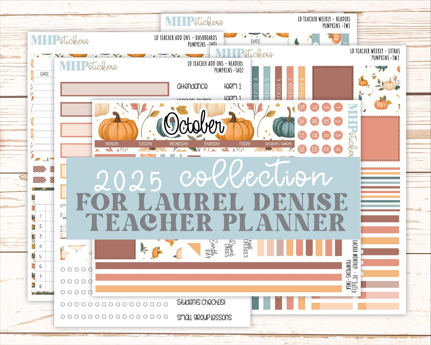 OCTOBER Stickers for The Valerie Laurel Denise Planner (Formerly Teacher Planner) "Pumpkins" || TC