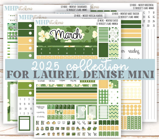 MARCH 2025 Stickers for Small Horizontal & Vertical Laurel Denise Planners. (Formerly Mini Planner) "St PAtrick's Flare" || MNSPF