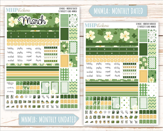 MARCH 2025 Stickers for Small Horizontal & Vertical Laurel Denise Planners. (Formerly Mini Planner) "St PAtrick's Flare" || MNSPF