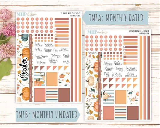 OCTOBER Stickers for The Valerie Laurel Denise Planner (Formerly Teacher Planner) "Pumpkins" || TC