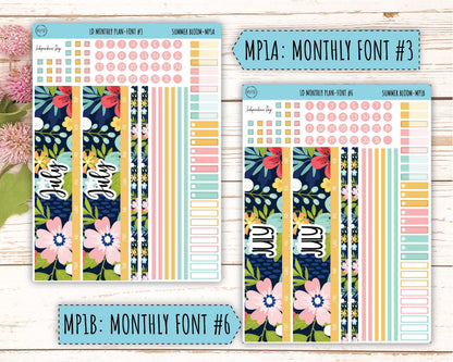 July Sticker for Large size Horizontal & Vertical Laurel Denise Planner. (Formerly Original or Standar Size) "Summer Bloom" || MPSB