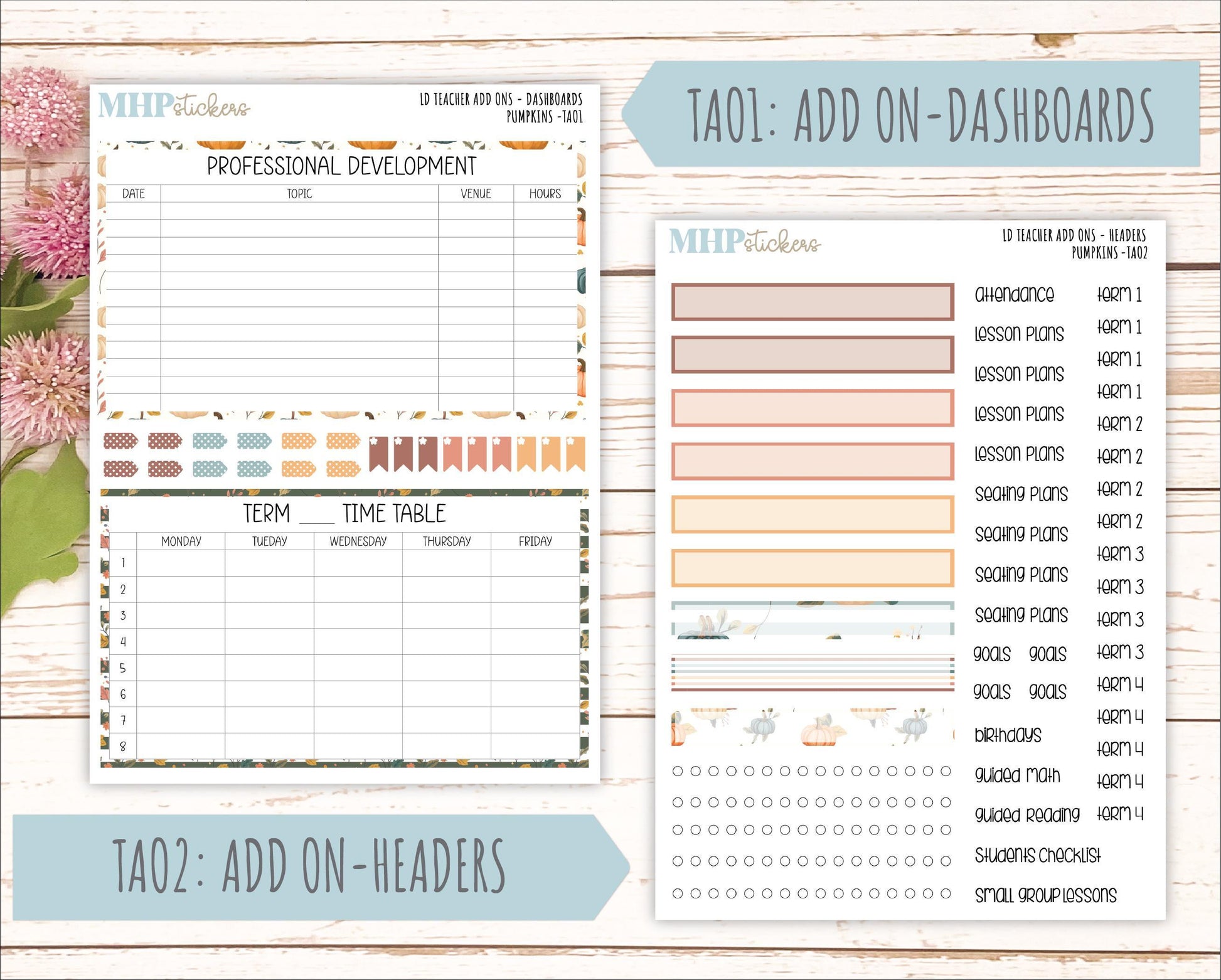 OCTOBER Stickers for The Valerie Laurel Denise Planner (Formerly Teacher Planner) "Pumpkins" || TC