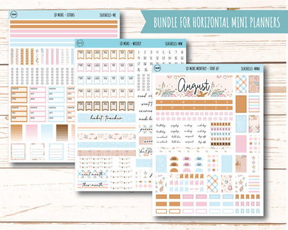 August Stickers for Small Horizontal & Vertical Laurel Denise Planners. (Formerly Mini Planner) "Seashells" || MSH