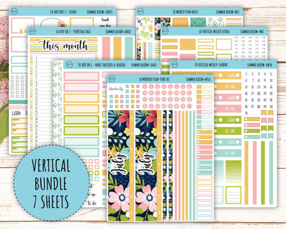 July Sticker for Large size Horizontal & Vertical Laurel Denise Planner. (Formerly Original or Standar Size) "Summer Bloom" || MPSB