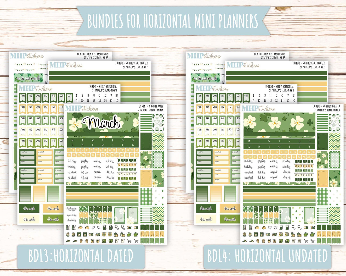 MARCH 2025 Stickers for Small Horizontal & Vertical Laurel Denise Planners. (Formerly Mini Planner) "St PAtrick's Flare" || MNSPF