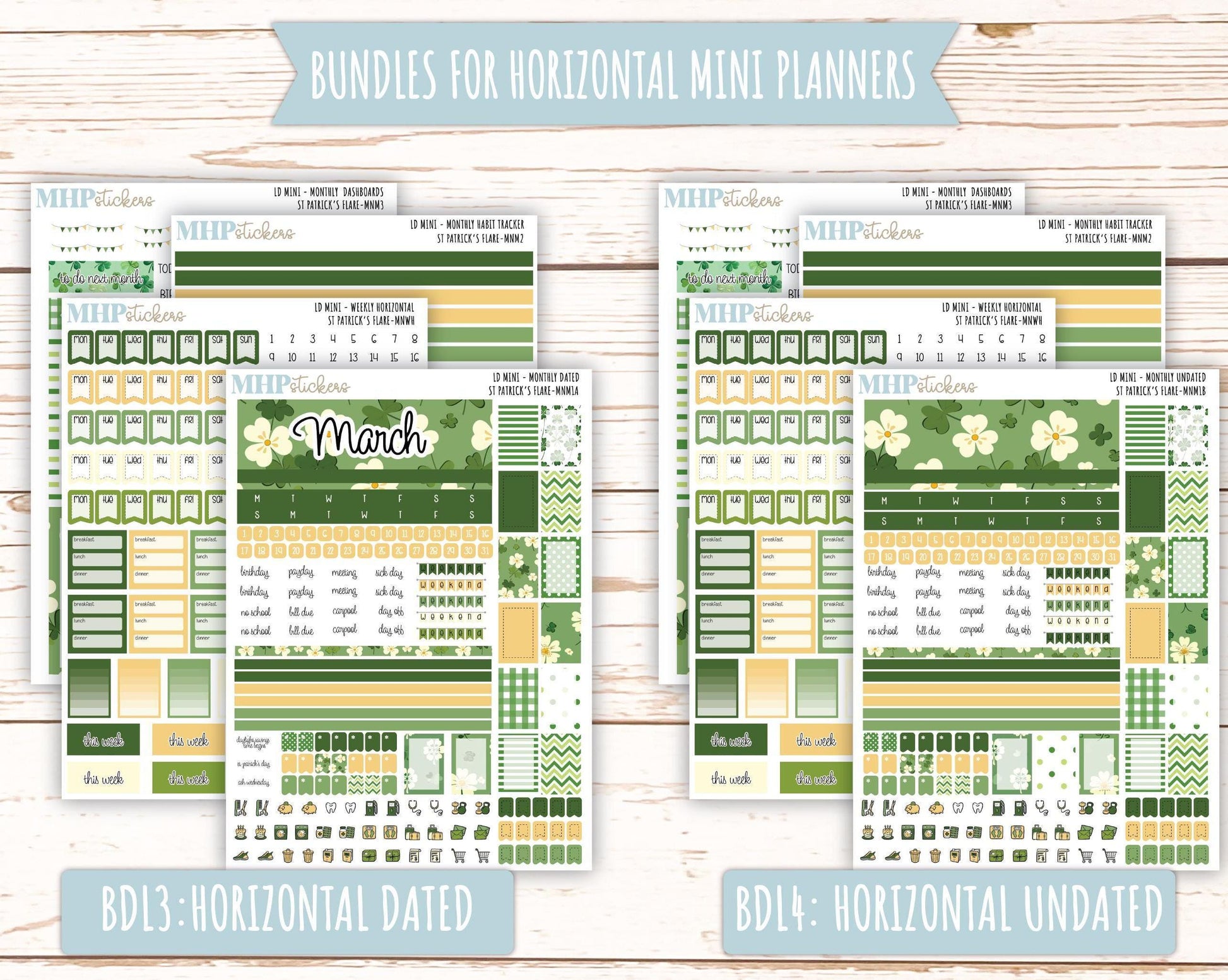 MARCH 2025 Stickers for Small Horizontal & Vertical Laurel Denise Planners. (Formerly Mini Planner) "St PAtrick's Flare" || MNSPF