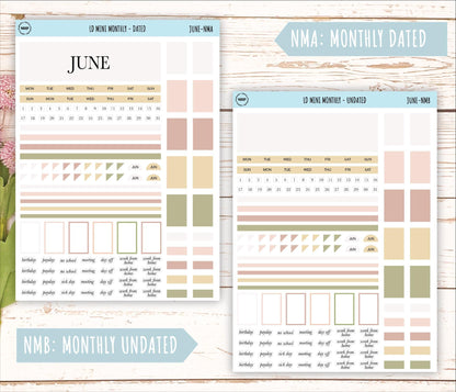 JUNE Neutral Color Stickers for small Laurel Denise Planners || NJUN