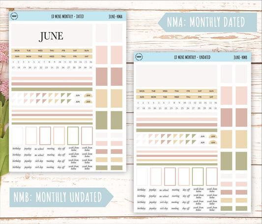 JUNE Neutral Color Stickers for small Laurel Denise Planners || NJUN