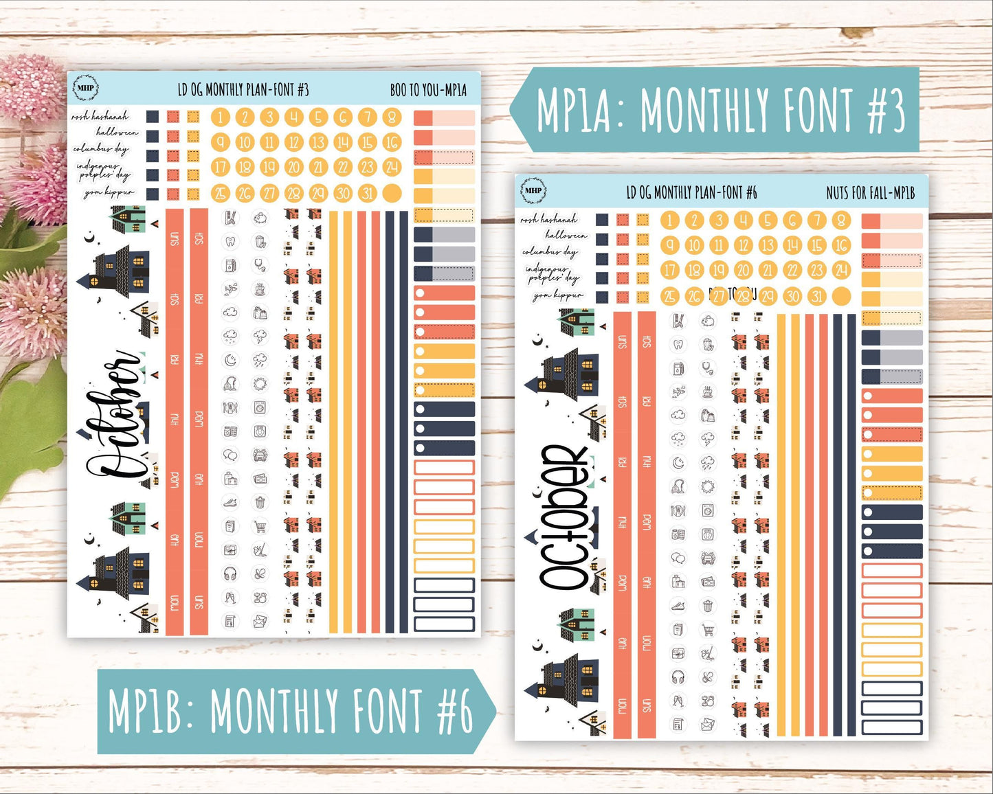 OCTOBER Stickers for Large size Horizontal & Vertical Laurel Denise Planner. (Formerly Original or Standar Size) "Boo to Youl" || OGBY