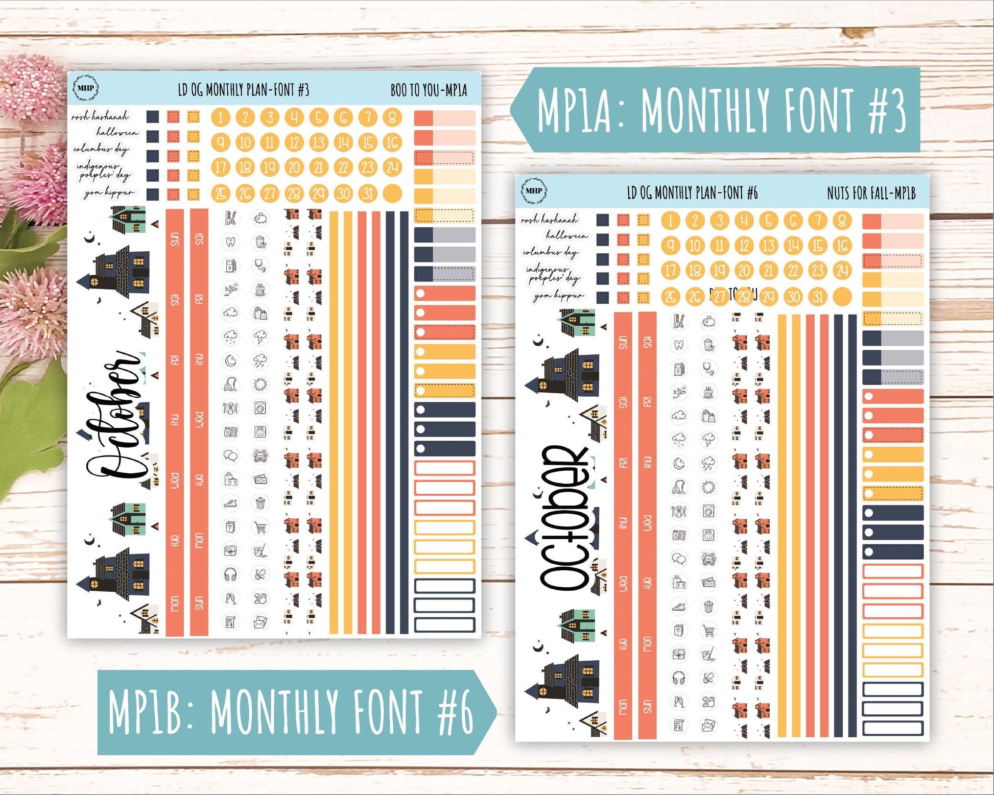OCTOBER Stickers for Large size Horizontal & Vertical Laurel Denise Planner. (Formerly Original or Standar Size) "Boo to Youl" || OGBY