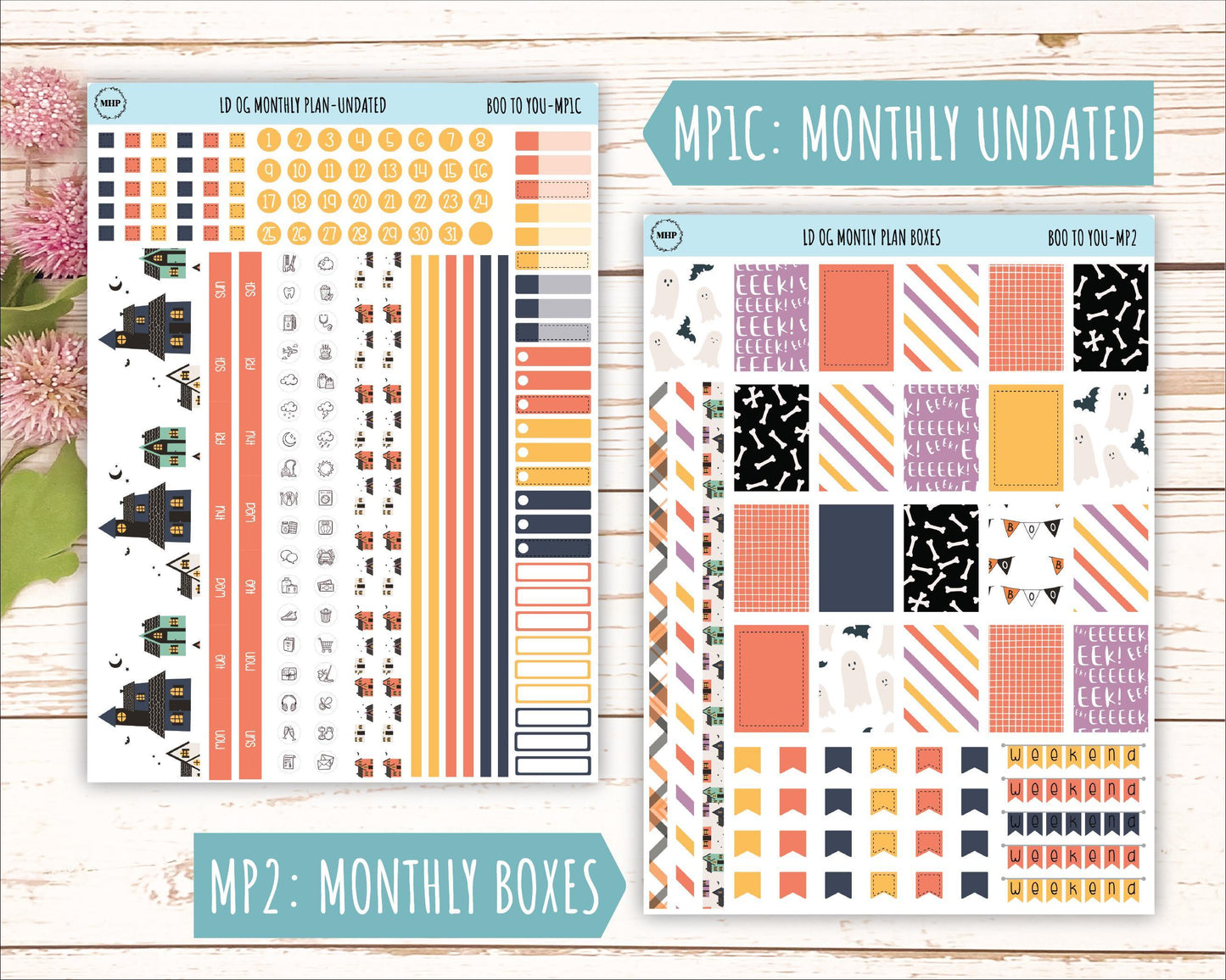 OCTOBER Stickers for Large size Horizontal & Vertical Laurel Denise Planner. (Formerly Original or Standar Size) "Boo to Youl" || OGBY