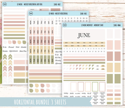 JUNE Neutral Color Stickers for small Laurel Denise Planners || NJUN