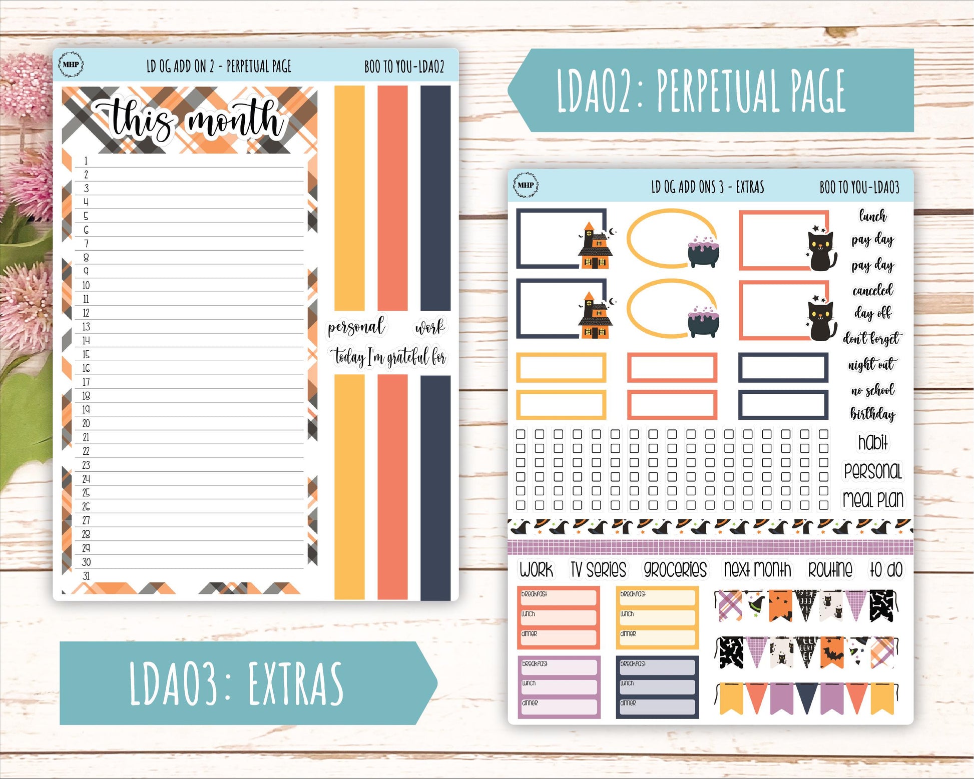 OCTOBER Stickers for Large size Horizontal & Vertical Laurel Denise Planner. (Formerly Original or Standar Size) "Boo to Youl" || OGBY
