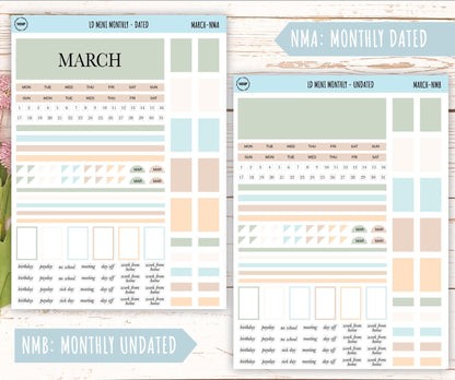 MARCH Neutral Color Stickers for small Laurel Denise Planners || NMAR