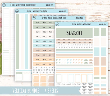 MARCH Neutral Color Stickers for small Laurel Denise Planners || NMAR