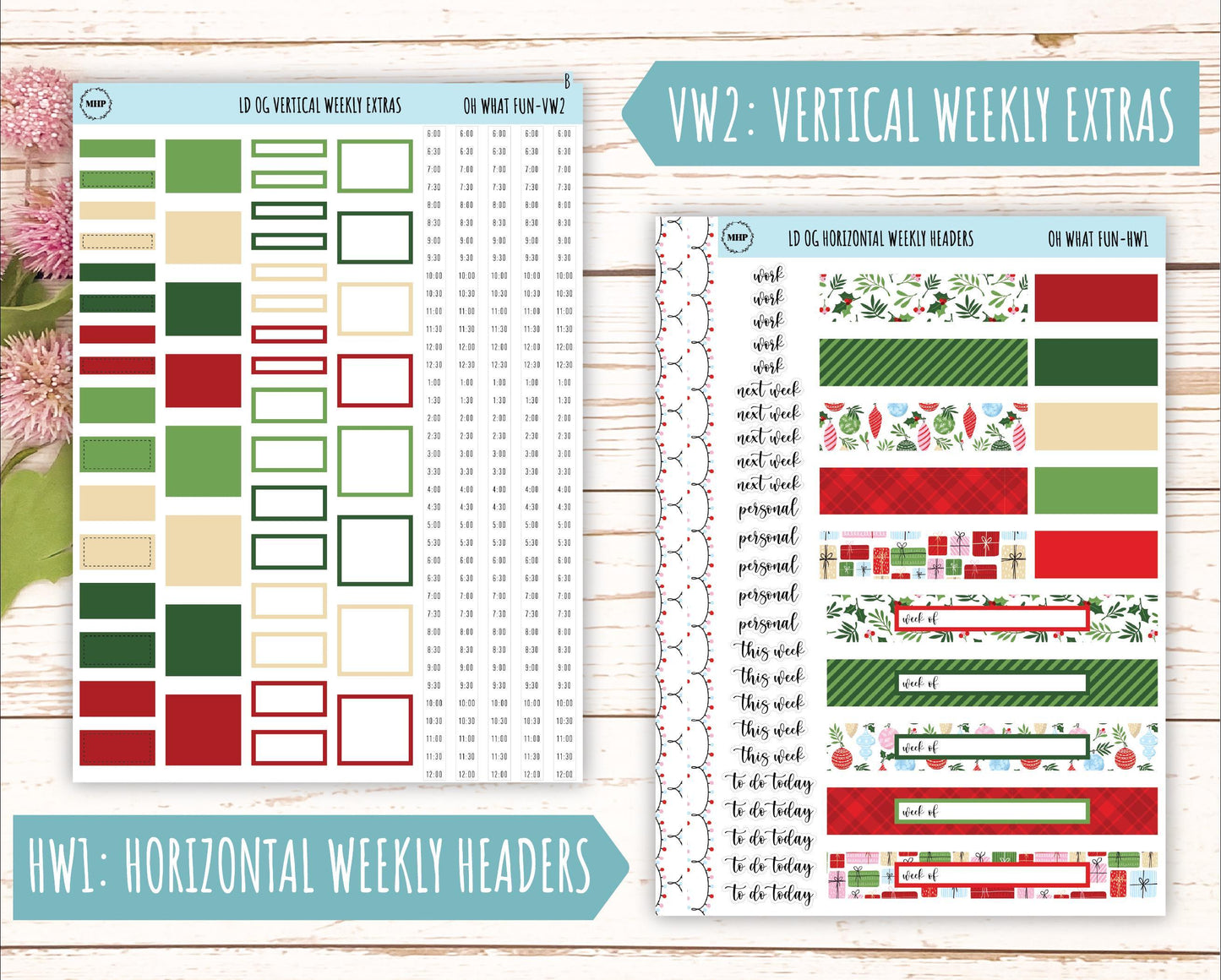 DECEMBER Stickers for Large size Horizontal & Vertical Laurel Denise Planner. (Formerly Original or Standar Size) "Oh What Fun" || OGOWF