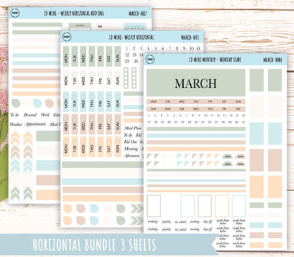 MARCH Neutral Color Stickers for small Laurel Denise Planners || NMAR