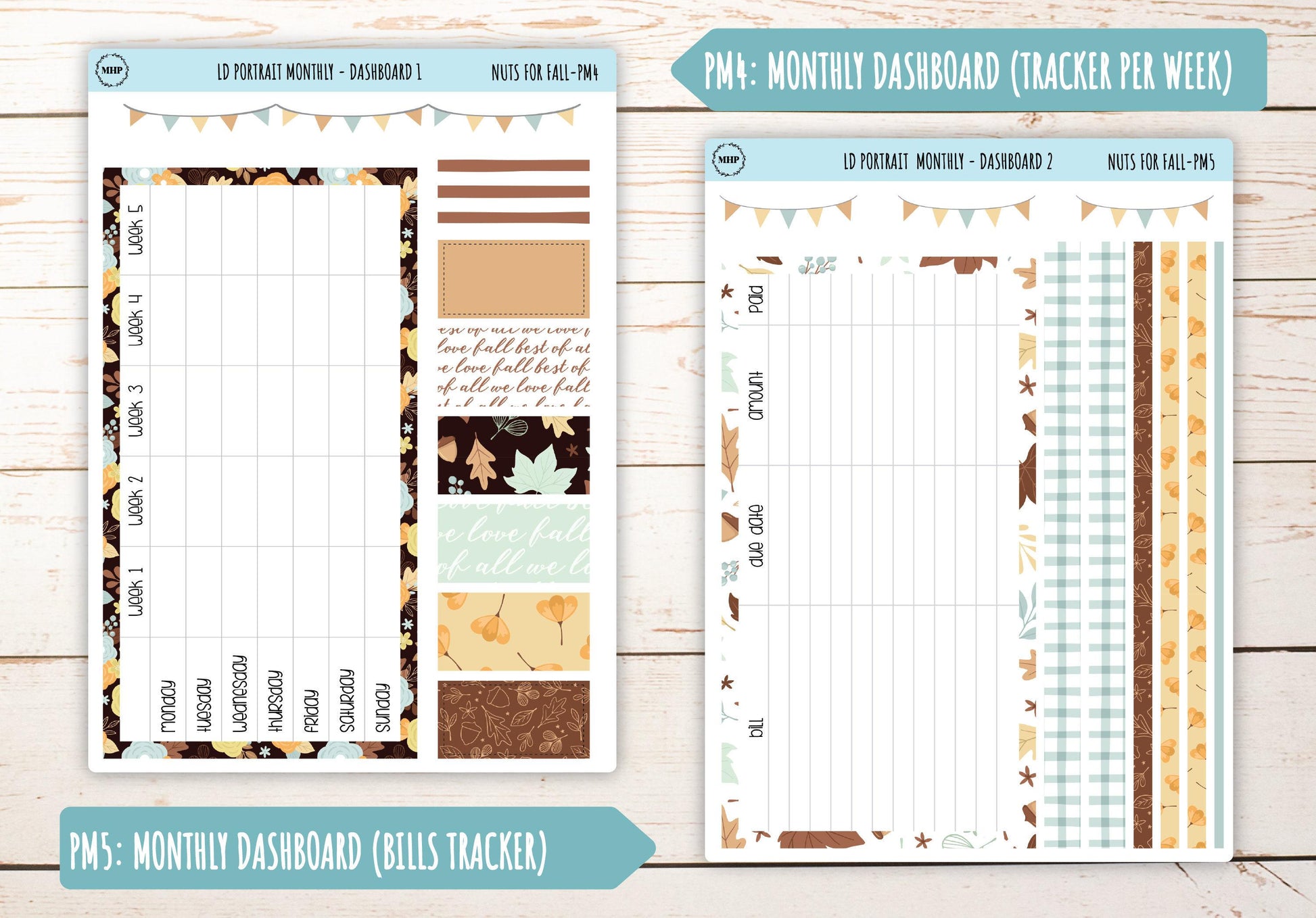 OCTOBER Stickers for The Scout Laurel Denise Planner (formerly Portrait Planner). "Nuts for Fall" || PNF