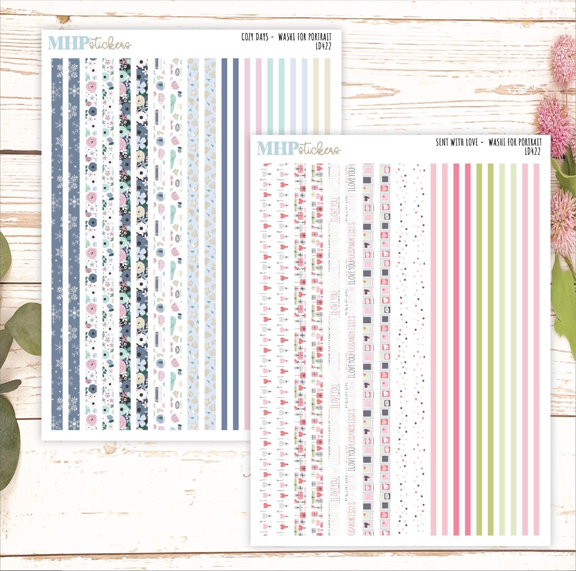 12 Washi Sheets Set for Laurel Denise PORTRAIT Planner. 2024 Designs || LD422