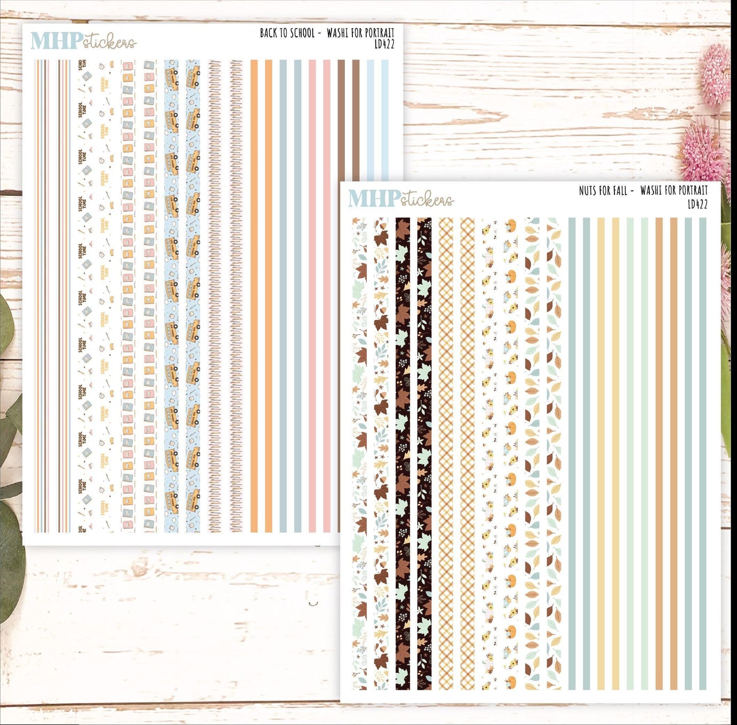 12 Washi Sheets Set for Laurel Denise PORTRAIT Planner. 2024 Designs || LD422
