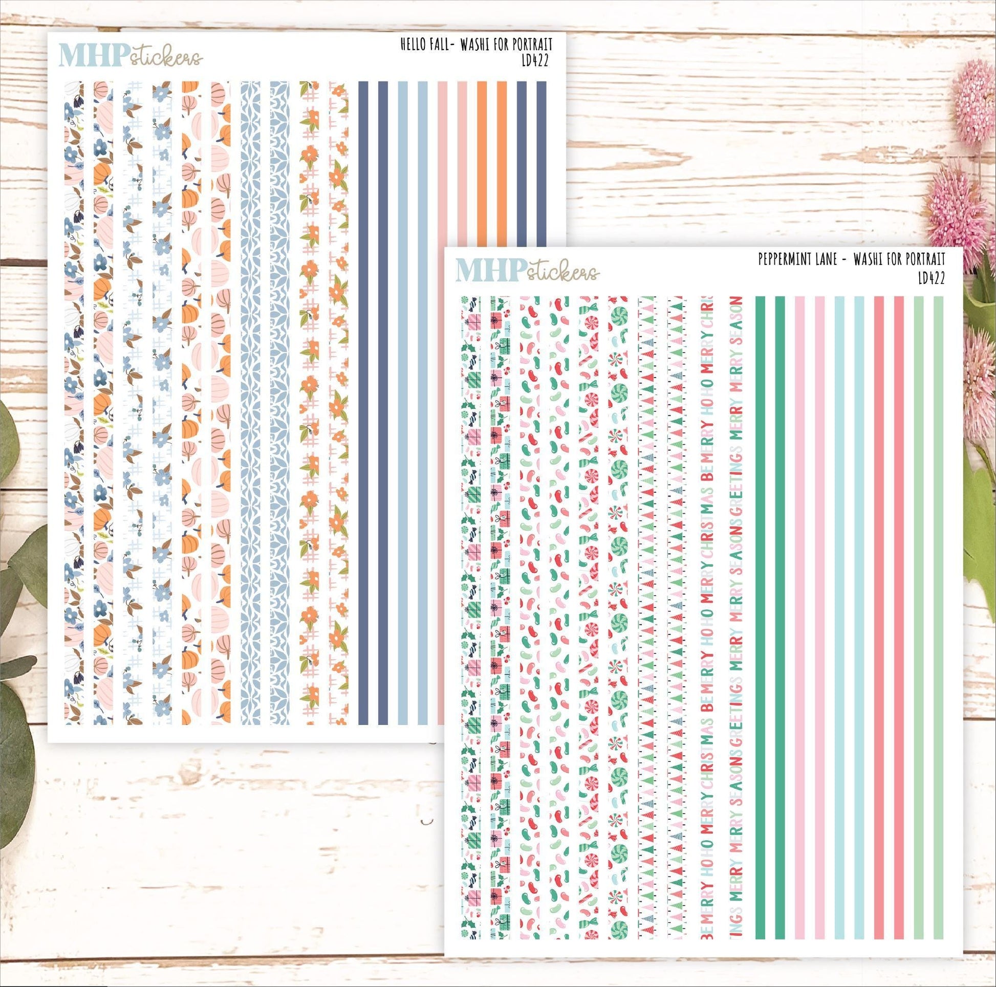12 Washi Sheets Set for Laurel Denise PORTRAIT Planner. 2024 Designs || LD422