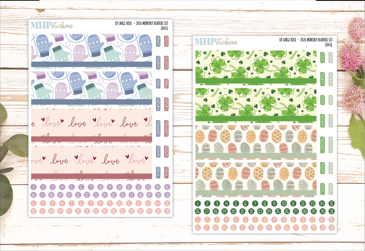 2026 Monthly Headers Set for the Large Rose Laurel Denise Planner (Formerly Project Planner) || LD438