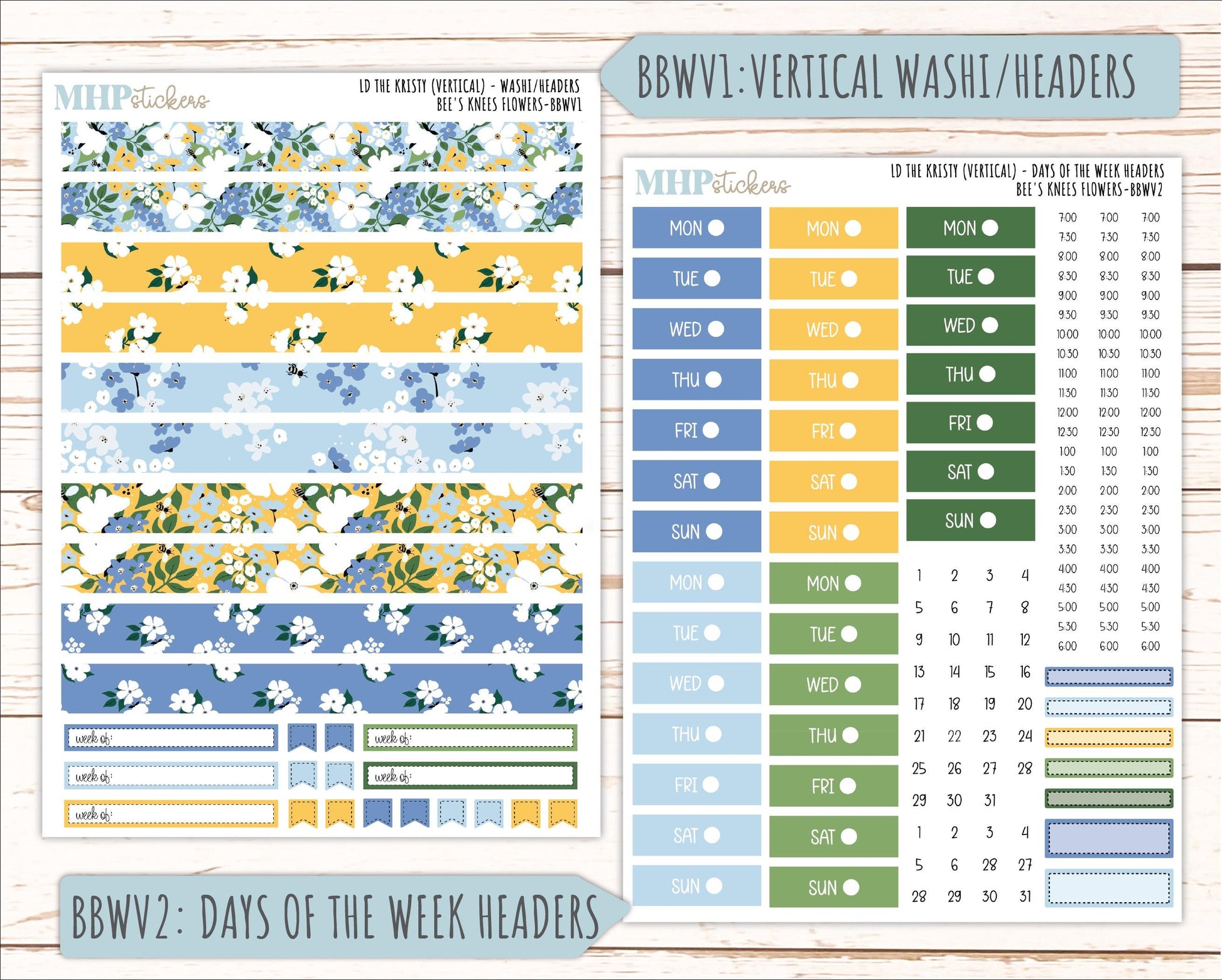 APRIL 2026 Stickers for the Mae & Kristy Laurel Denise Planners (Book Bound Planner) "Bee's Knees Flowers" || BB