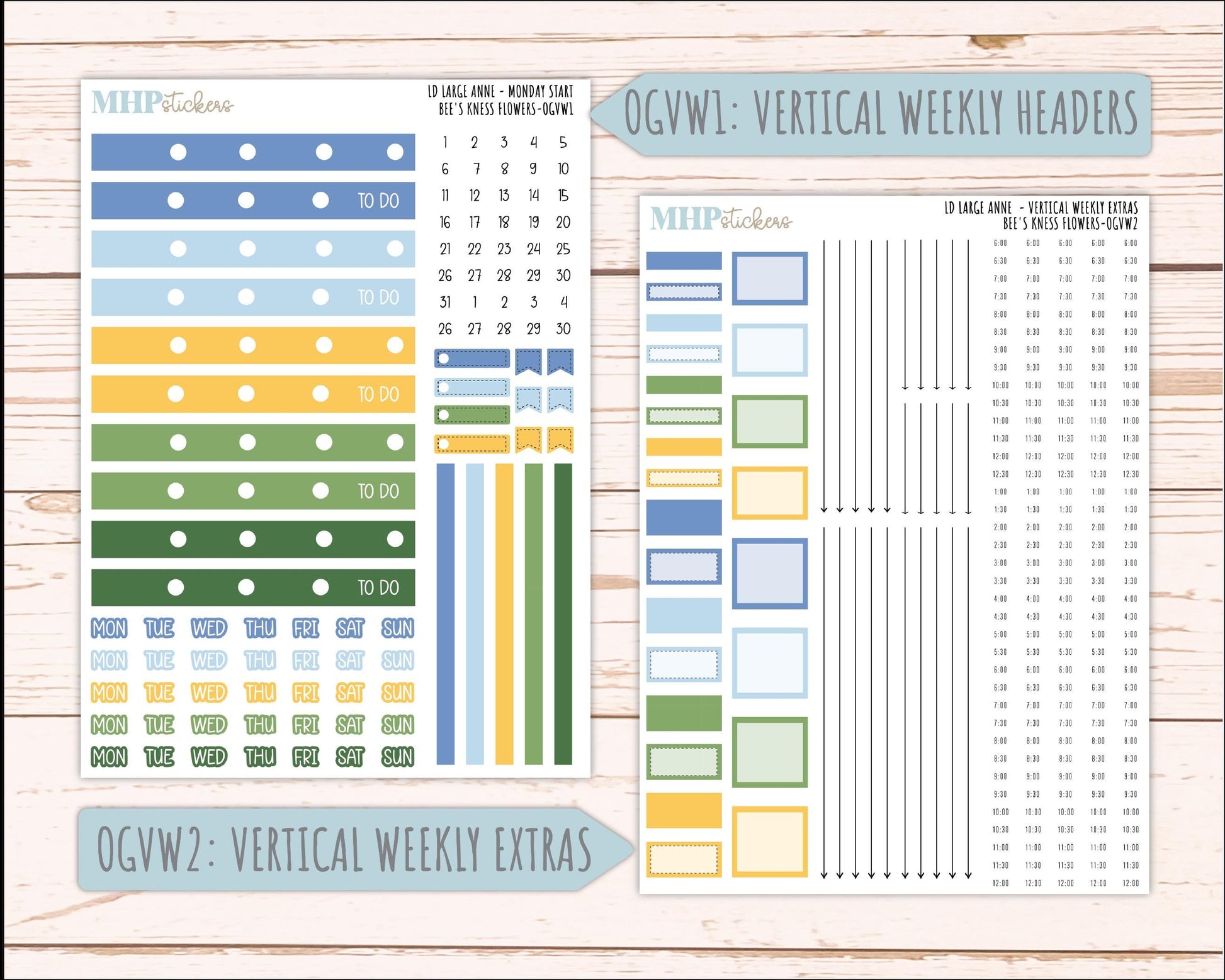 APRIL 2026 Stickers for Large Nancy & Anne Planners (Formerly Original Size). For Laurel Denise Planners. "Bee's Knees Flowers" || OG