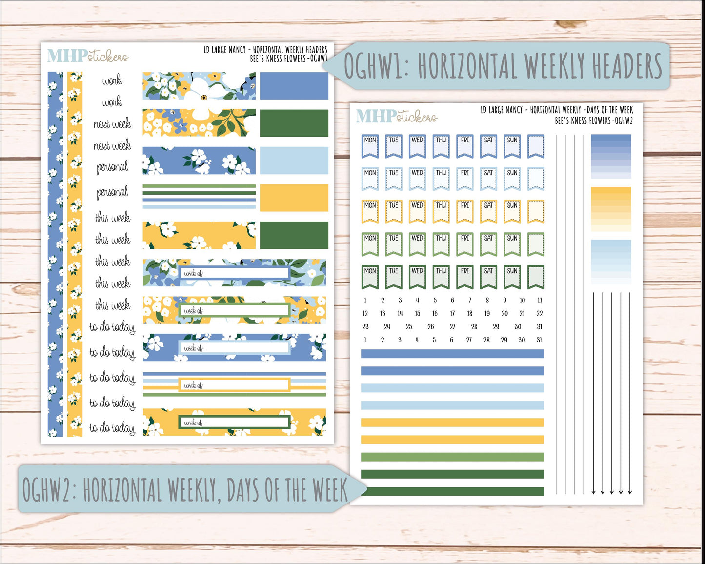 APRIL 2026 Stickers for Large Nancy & Anne Planners (Formerly Original Size). For Laurel Denise Planners. "Bee's Knees Flowers" || OG