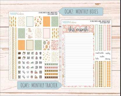 APRIL 2026 Stickers for Large Nancy & Anne Planners (Formerly Original Size). For Laurel Denise Planners. "Easter Garden" || OG