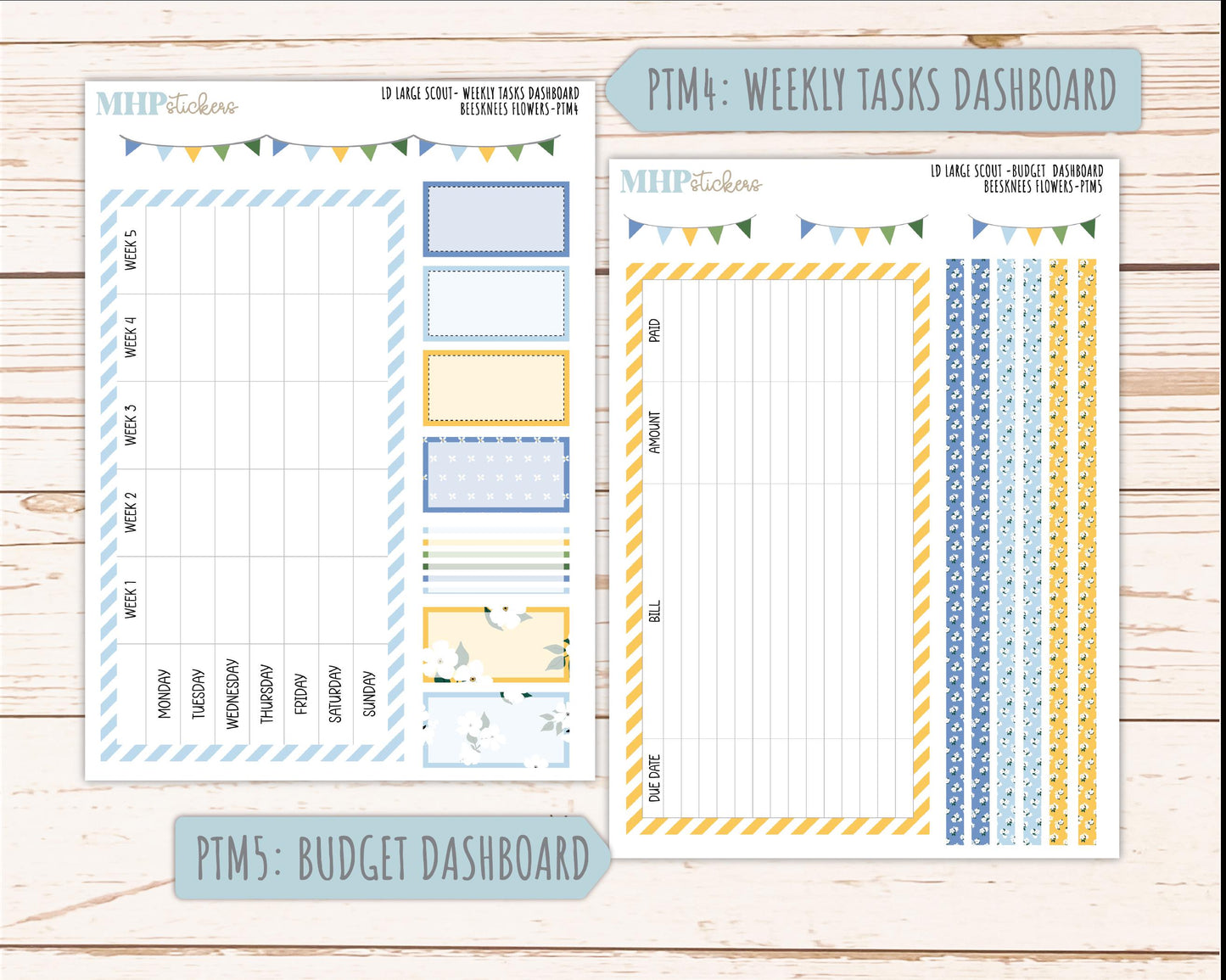 APRIL 2026 Stickers for the Large Scout Planner (formerly Portrait Planner). For Laurel Denise Planners "Bee's Knees Flowers" ||PT