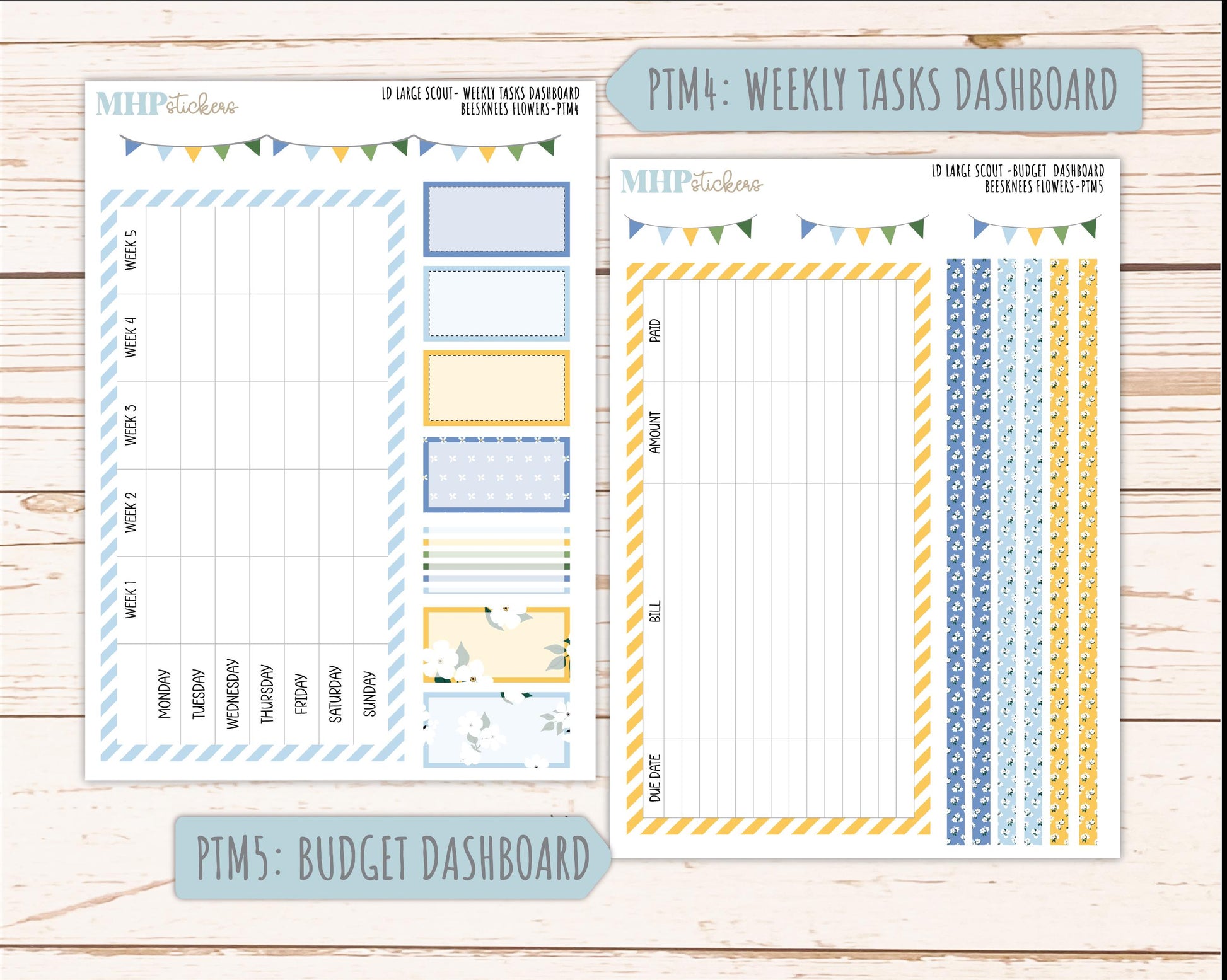 APRIL 2026 Stickers for the Large Scout Planner (formerly Portrait Planner). For Laurel Denise Planners "Bee's Knees Flowers" ||PT