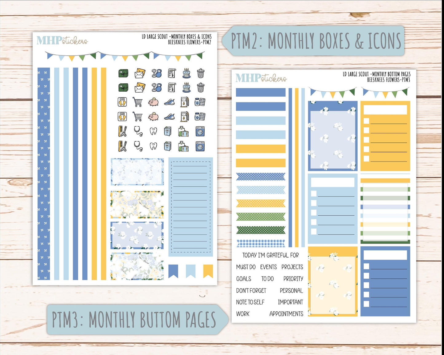 APRIL 2026 Stickers for the Large Scout Planner (formerly Portrait Planner). For Laurel Denise Planners "Bee's Knees Flowers" ||PT