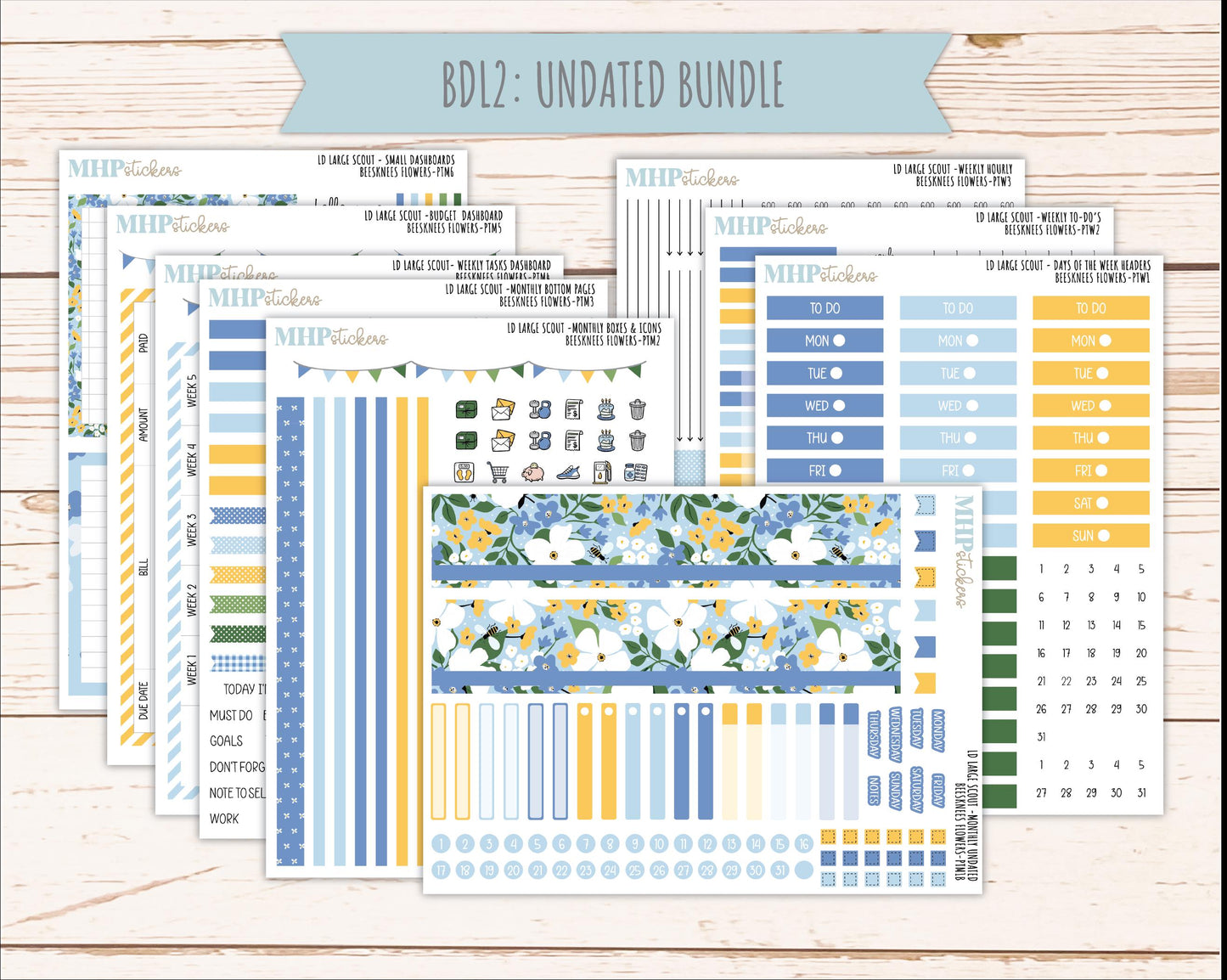 APRIL 2026 Stickers for the Large Scout Planner (formerly Portrait Planner). For Laurel Denise Planners "Bee's Knees Flowers" ||PT