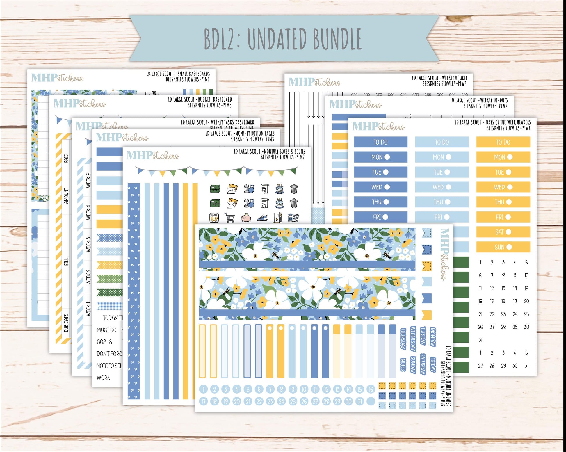 APRIL 2026 Stickers for the Large Scout Planner (formerly Portrait Planner). For Laurel Denise Planners "Bee's Knees Flowers" ||PT