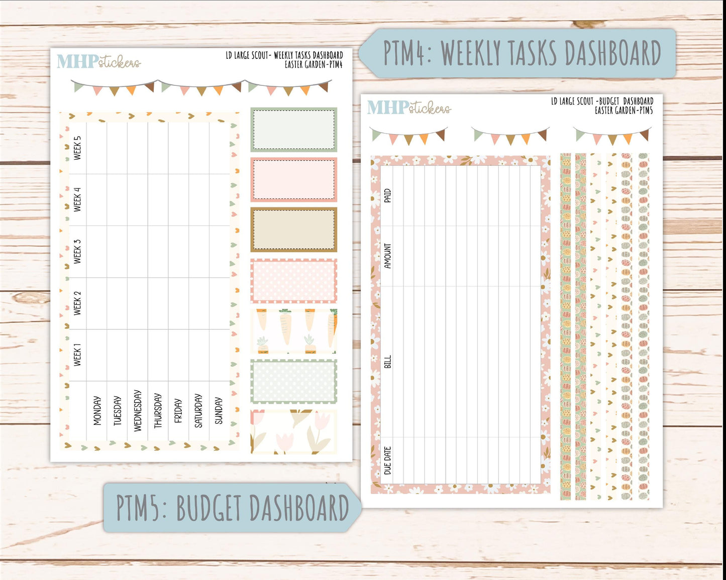 APRIL 2026 Stickers for the Large Scout Planner (formerly Portrait Planner). For Laurel Denise Planners "Easter Garden" ||PT