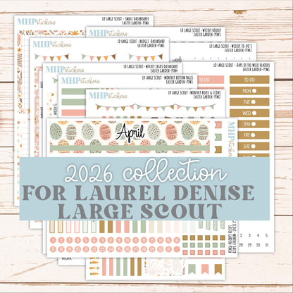 APRIL 2026 Stickers for the Large Scout Planner (formerly Portrait Planner). For Laurel Denise Planners "Easter Garden" ||PT
