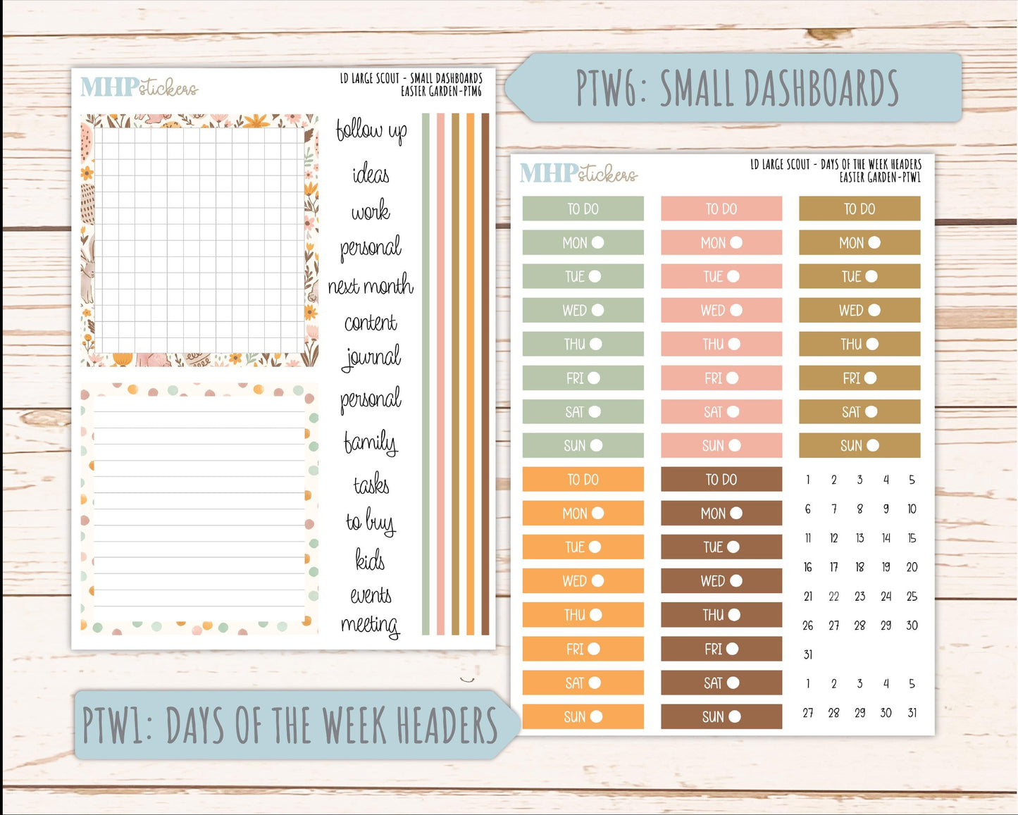 APRIL 2026 Stickers for the Large Scout Planner (formerly Portrait Planner). For Laurel Denise Planners "Easter Garden" ||PT