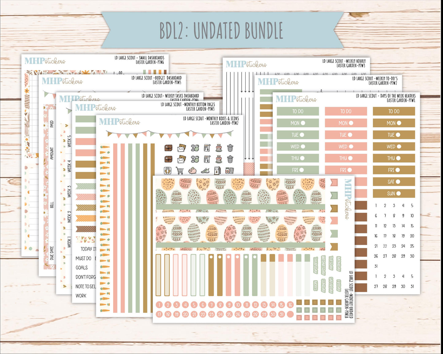 APRIL 2026 Stickers for the Large Scout Planner (formerly Portrait Planner). For Laurel Denise Planners "Easter Garden" ||PT