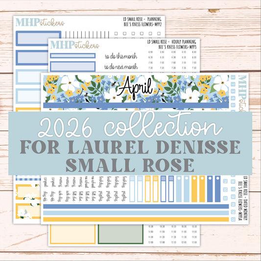 APRIL 2026 Stickers for The Small Rose Laurel Denise Planner (Formerly Mini Project Planner) "Bee's Knees Flowers" || MPP