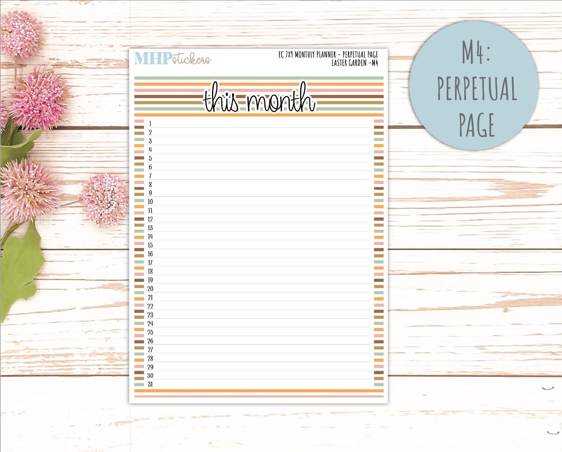 APRIL Monthly Kit for 7x9 Erin Condren Planners. 2026 Collection "Easter Garden" || ECM