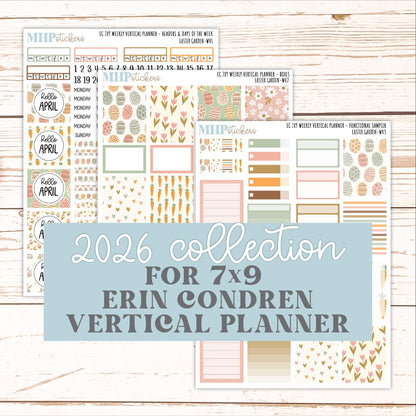 APRIL Weekly Vertical Kits for 7x9 Erin Condren Planners. 2026 Collection "Easter Garden" || ECWV