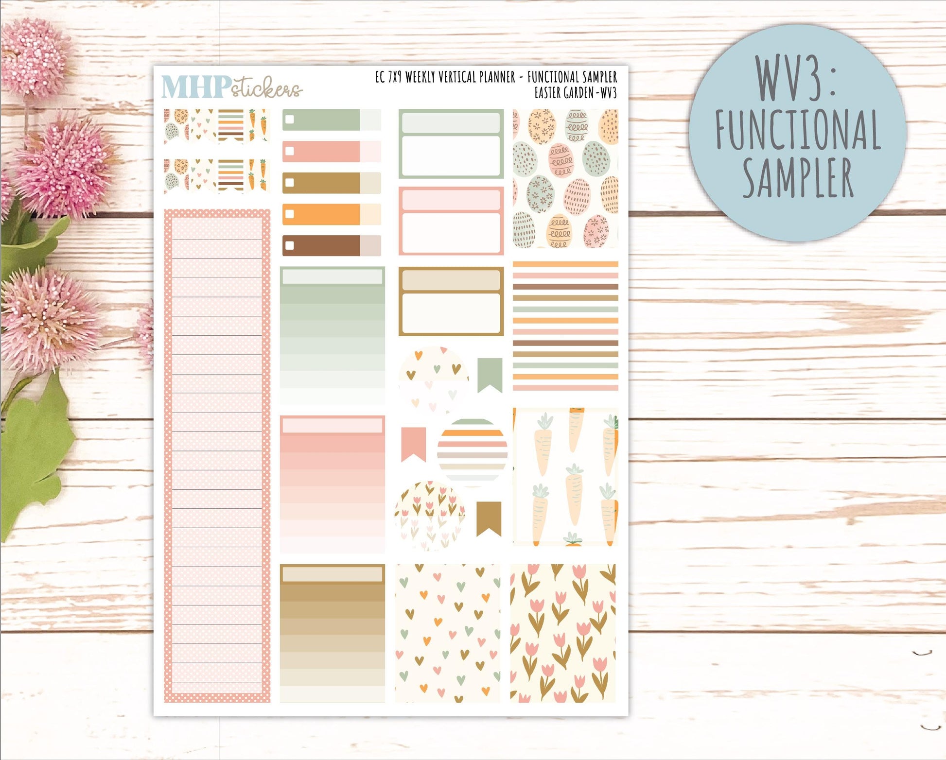 APRIL Weekly Vertical Kits for 7x9 Erin Condren Planners. 2026 Collection "Easter Garden" || ECWV