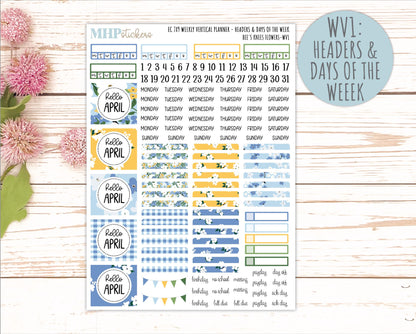 APRIL Weekly Vertical Kits for 7x9 Erin Condren Planners. 2026 Collection "Bee's Knees Flowers" || ECWV