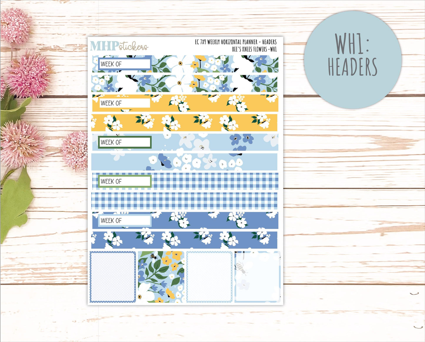 APRIL Weekly Horizontal Planning Kit for 7x9 Erin Condren Planners. 2026 Collection "Bee's Knees Flowers" || ECWH