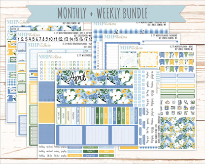 APRIL Weekly Horizontal Planning Kit for 7x9 Erin Condren Planners. 2026 Collection "Bee's Knees Flowers" || ECWH