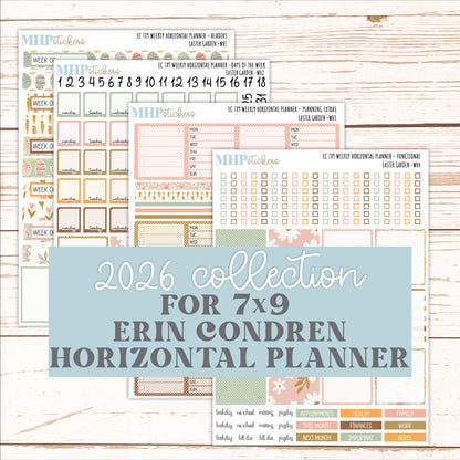 APRIL Weekly Horizontal Planning Kit for 7x9 Erin Condren Planners. 2026 Collection "Easter Garden" || ECWH