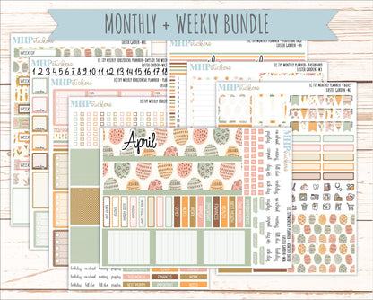 APRIL Weekly Horizontal Planning Kit for 7x9 Erin Condren Planners. 2026 Collection "Easter Garden" || ECWH