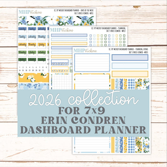 APRIL Weekly Dashboard Kit for 7x9 Erin Condren Planners. 2026 Collection "Bee's Knees Flowers" || ECWDS